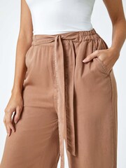 Roman Brown Tie Waist Wide Leg Trousers - Image 5 of 5