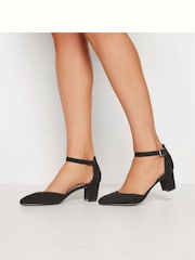 Long Tall Sally Black Micro Point Two Part Mid Heels - Image 1 of 4