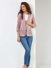 Roman Pink Floral Lace Blazer Jacket - Image 1 of 5