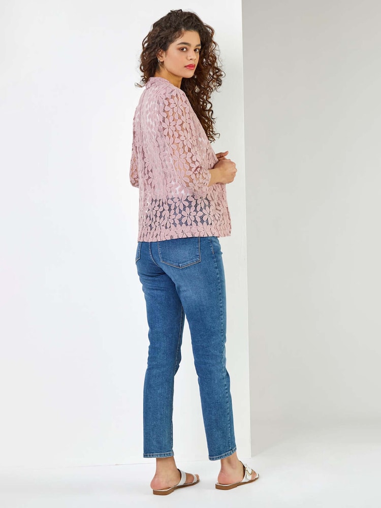 Roman Pink Floral Lace Blazer Jacket - Image 2 of 5