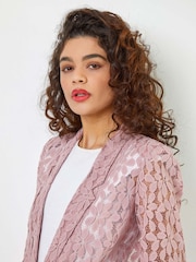 Roman Pink Floral Lace Blazer Jacket - Image 4 of 5