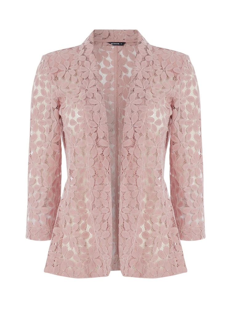 Roman Pink Floral Lace Blazer Jacket - Image 5 of 5