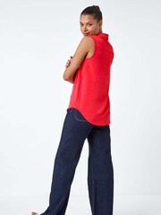 Roman Orange Sleeveless Button Through Top - Image 3 of 5