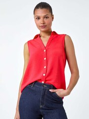 Roman Orange Sleeveless Button Through Top - Image 4 of 5
