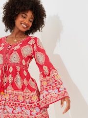 Joe Browns Orange Beachy Border Print Longline Blouse - Image 3 of 4