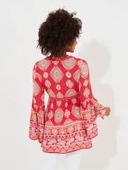 Joe Browns Orange Beachy Border Print Longline Blouse - Image 4 of 4