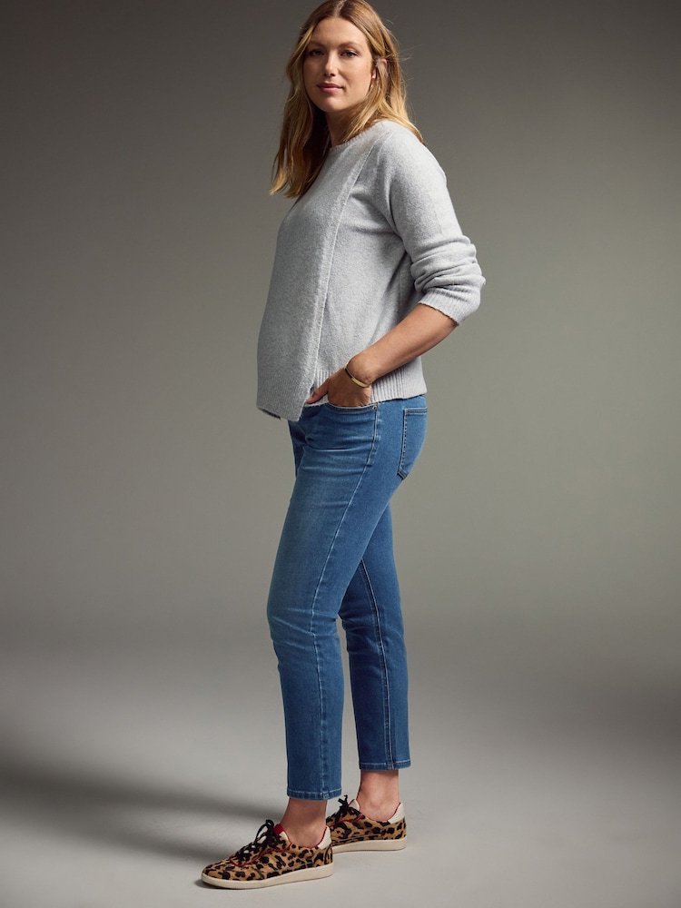 Mid Blue Mom Maternity Denim Jeans - Image 3 of 9
