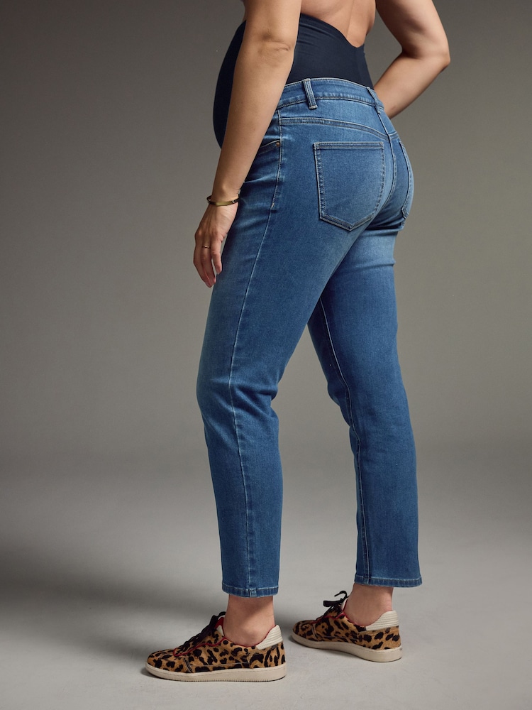 Mid Blue Mom Maternity Denim Jeans - Image 4 of 9