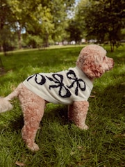 White and Black Tinsel Bow Christmas Dog Jumper - Image 2 of 8