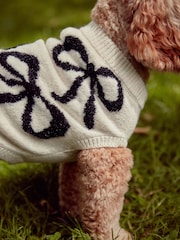 White and Black Tinsel Bow Christmas Dog Jumper - Image 3 of 8