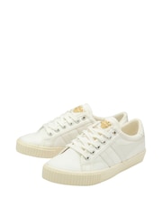 Gola White Ladies Tennis Mark Cox Canvas Lace-Up Trainers - Image 2 of 4