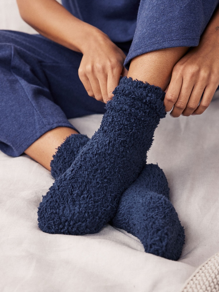 Navy/Pink Super Cosy Ankle Socks 2 Pack - Image 1 of 4