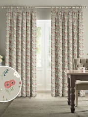 Sophie Allport Red Poppy Meadow Made to Measure 100% Cotton Curtains - Image 1 of 9