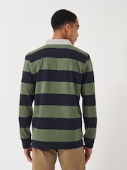 Crew Clothing Green Heritage Stripe Rugby 100% Cotton Shirt - Image 2 of 5