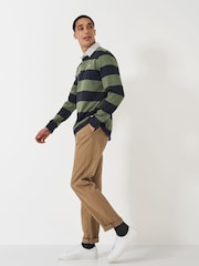 Crew Clothing Green Heritage Stripe Rugby 100% Cotton Shirt - Image 3 of 5