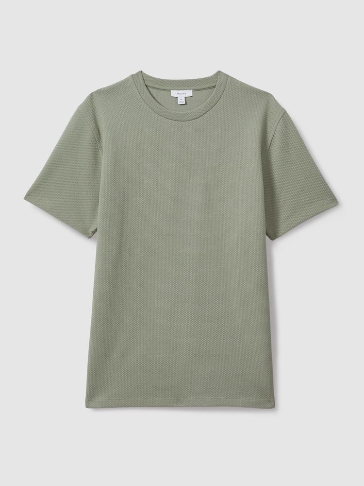 Reiss Pistachio Cooper Slim Fit Honeycomb T-Shirt - Image 2 of 5