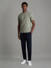 Reiss Pistachio Cooper Slim Fit Honeycomb T-Shirt - Image 3 of 5