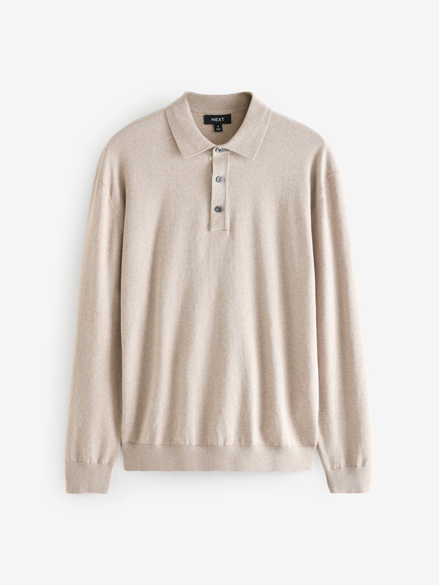 Buy Navy Blue/Neutral Regular Fit Knitted Long Sleeve Polo Shirts