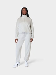 Sweaty Betty Ice Grey Marl Sand Wash Funnel Neck Half Zip Sweatshirt - Image 3 of 8