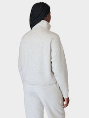 Sweaty Betty Ice Grey Marl Sand Wash Funnel Neck Half Zip Sweatshirt - Image 4 of 8
