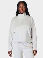 Sweaty Betty Ice Grey Marl Sand Wash Funnel Neck Half Zip Sweatshirt - Image 5 of 8
