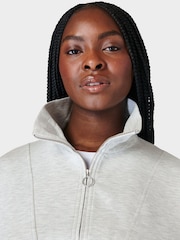Sweaty Betty Ice Grey Marl Sand Wash Funnel Neck Half Zip Sweatshirt - Image 6 of 8