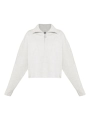 Sweaty Betty Ice Grey Marl Sand Wash Funnel Neck Half Zip Sweatshirt - Image 8 of 8