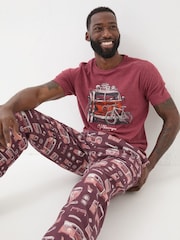FatFace Dark Red VW Print Pyjama Bottoms - Image 4 of 6