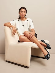 Black Forever Comfort® Square Toe Sequin Ballerinas - Image 2 of 9