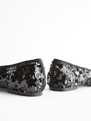 Black Forever Comfort® Square Toe Sequin Ballerinas - Image 6 of 9
