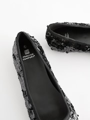 Black Forever Comfort® Square Toe Sequin Ballerinas - Image 7 of 9