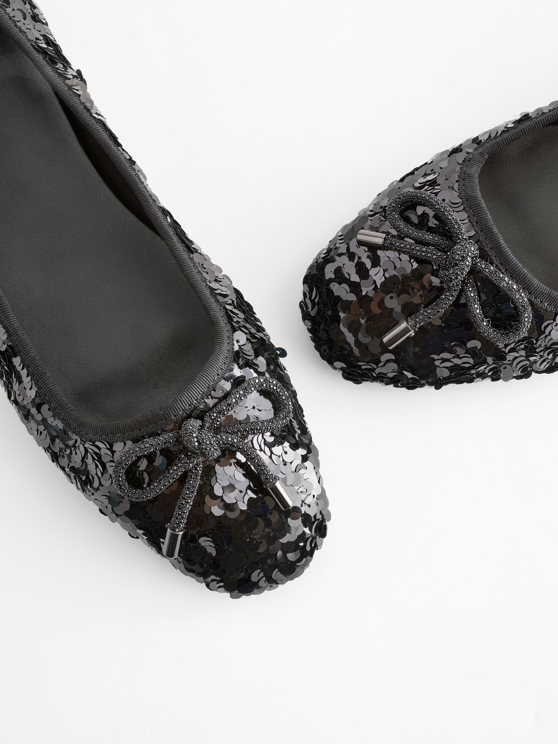Buy Black Forever Comfort® Square Toe Sequin Ballerinas from