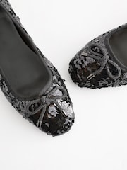 Black Forever Comfort® Square Toe Sequin Ballerinas - Image 8 of 9