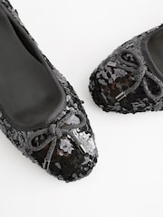 Black Forever Comfort® Square Toe Sequin Ballerinas - Image 9 of 9