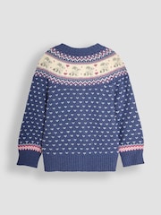 JoJo Maman Bébé Blue Bunny Knit Fairisle Pattern Cardigan - Image 2 of 3
