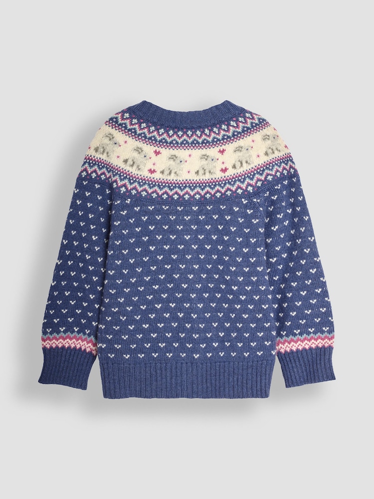 JoJo Maman Bébé Blue Bunny Knit Fairisle Pattern Cardigan - Image 2 of 3