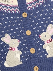 JoJo Maman Bébé Blue Bunny Knit Fairisle Pattern Cardigan - Image 3 of 3