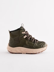 Khaki Green Water Resistant Lace-Up Sporty Hiker Boots - Image 2 of 6