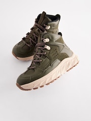 Khaki Green Water Resistant Lace-Up Sporty Hiker Boots - Image 3 of 6