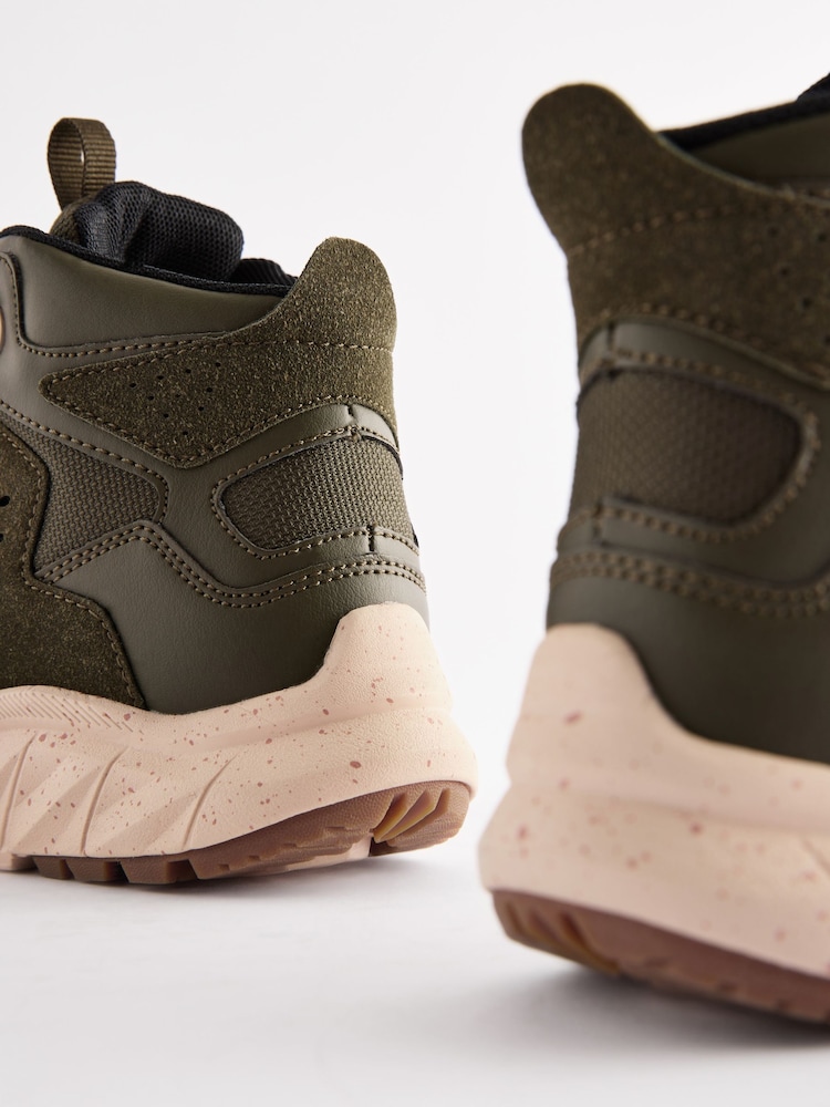 Khaki Green Water Resistant Lace-Up Sporty Hiker Boots - Image 6 of 6