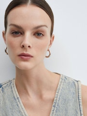 Mango Blue 100% Cotton Denim Gilet With Seams - Image 5 of 7