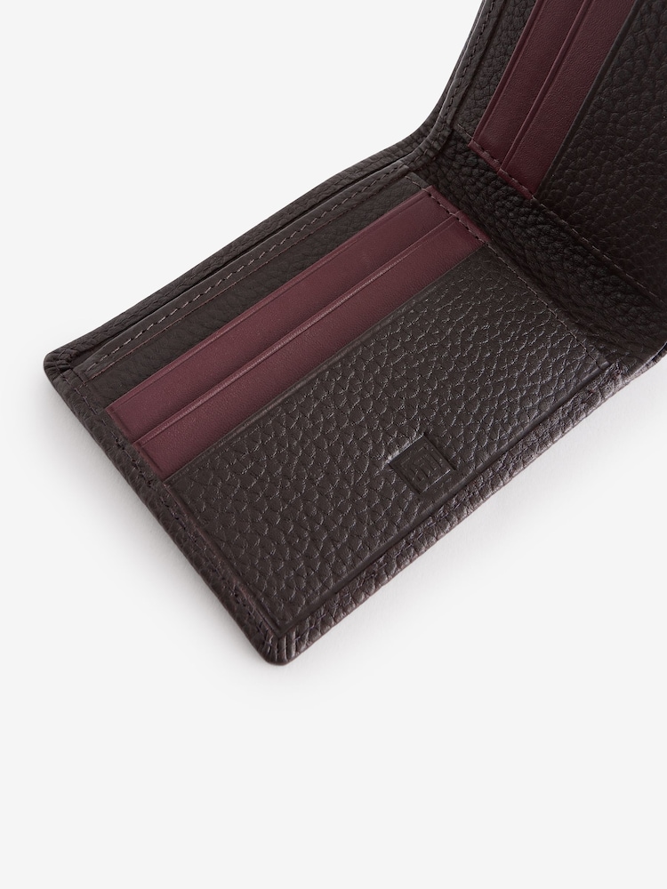 Brown/Burgandy Red Contrast Leather Wallet - Image 4 of 4