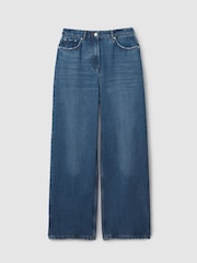 Reiss Mid Blue Lyle Petite Lightweight Viscose Blend Relaxed Jeans - Image 2 of 7