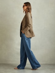 Reiss Mid Blue Lyle Petite Lightweight Viscose Blend Relaxed Jeans - Image 4 of 7