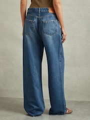 Reiss Mid Blue Lyle Petite Lightweight Viscose Blend Relaxed Jeans - Image 5 of 7