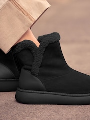 Black Suede Forever Comfort® Faux Fur Lined Ankle Boots - Image 3 of 10