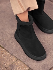 Black Suede Forever Comfort® Faux Fur Lined Ankle Boots - Image 4 of 10
