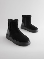Black Suede Forever Comfort® Faux Fur Lined Ankle Boots - Image 5 of 10