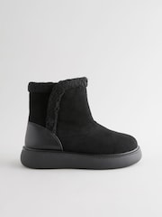 Black Suede Forever Comfort® Faux Fur Lined Ankle Boots - Image 6 of 10
