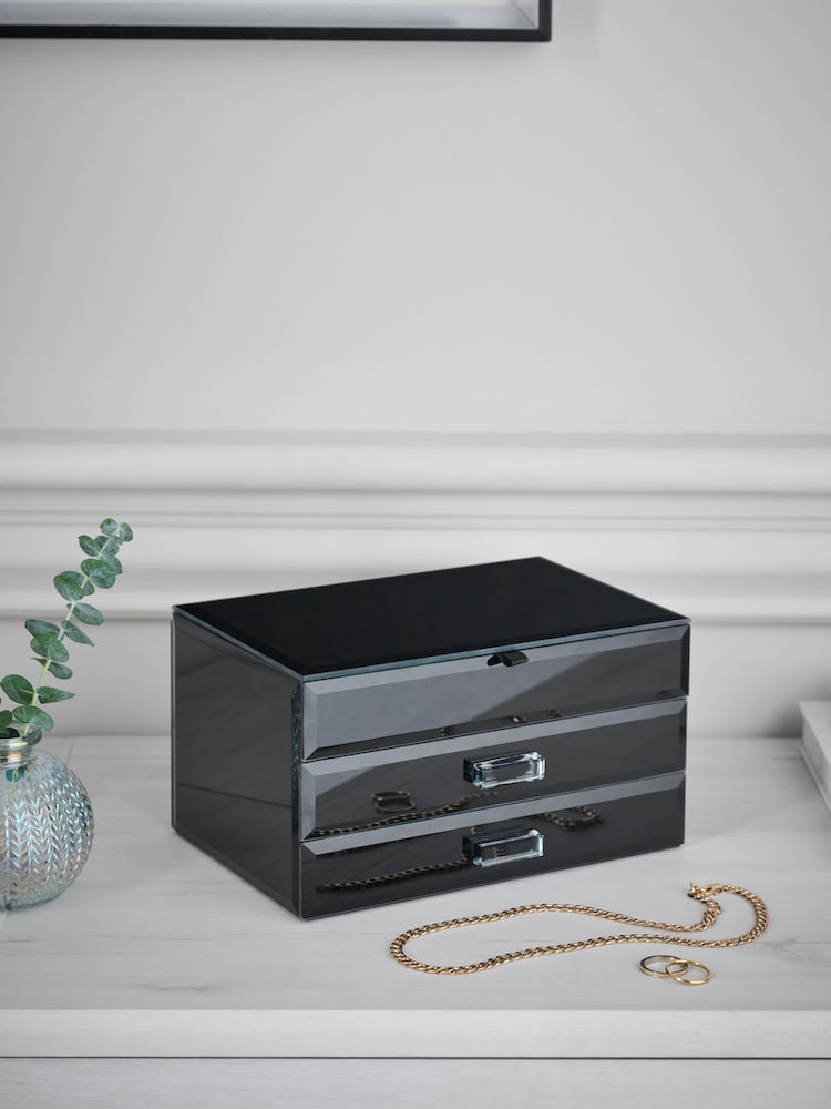 Black Large Glass Jewellery Box - Image 2 of 5
